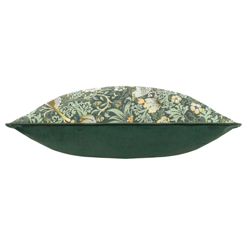 Strawberry Thief Down Blend Floral Square Throw Cushion, Green