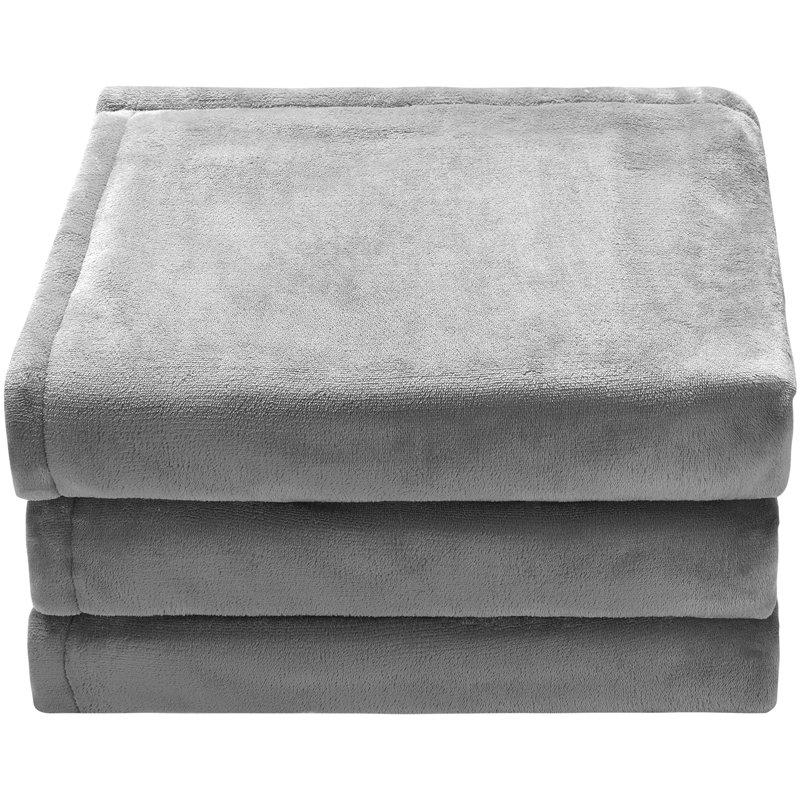 Jeté en flanelle électrique chauffant, L 72 po x L 84 po, Gris