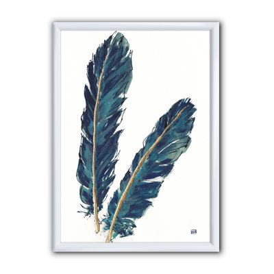« gold indigo plumes iv »-cadre photo sur toile