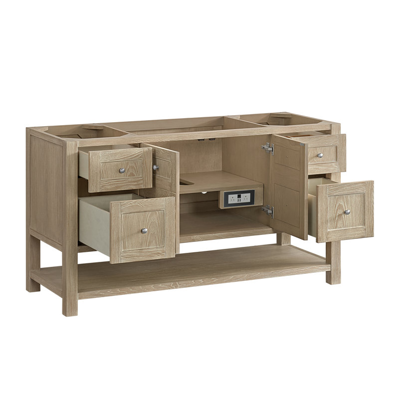 Breckenridge 59.88'' W Single Bathroom Vanity Base, Whitewashed Oak