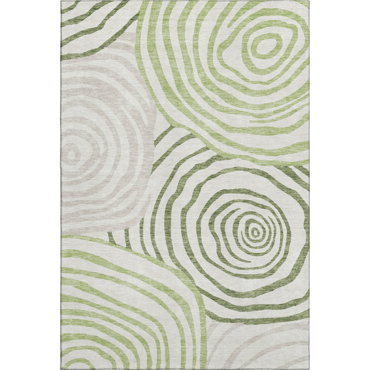Premium Machine Washable Prisco Green Rug