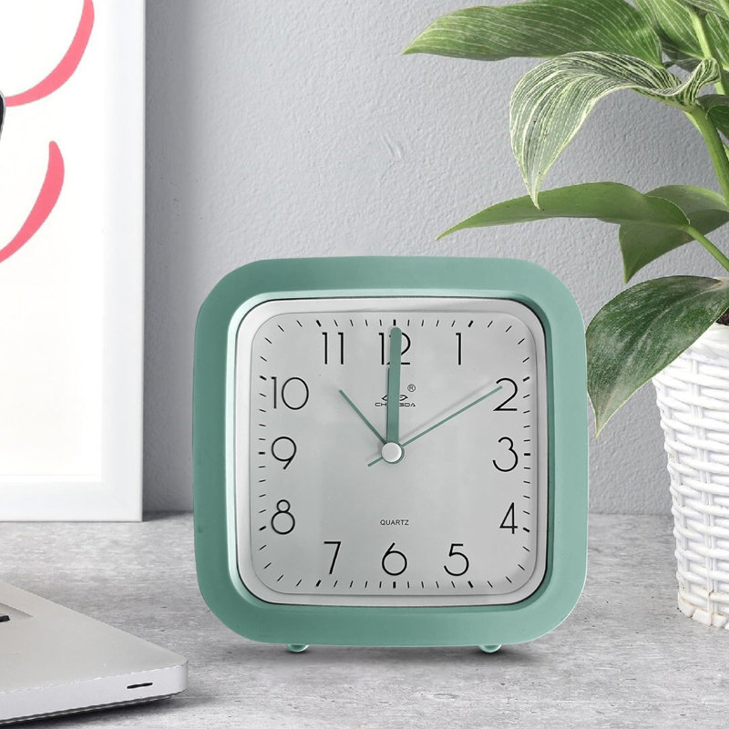 Quartz Movement / Crystal Alarm Tabletop Clock, Mint Green