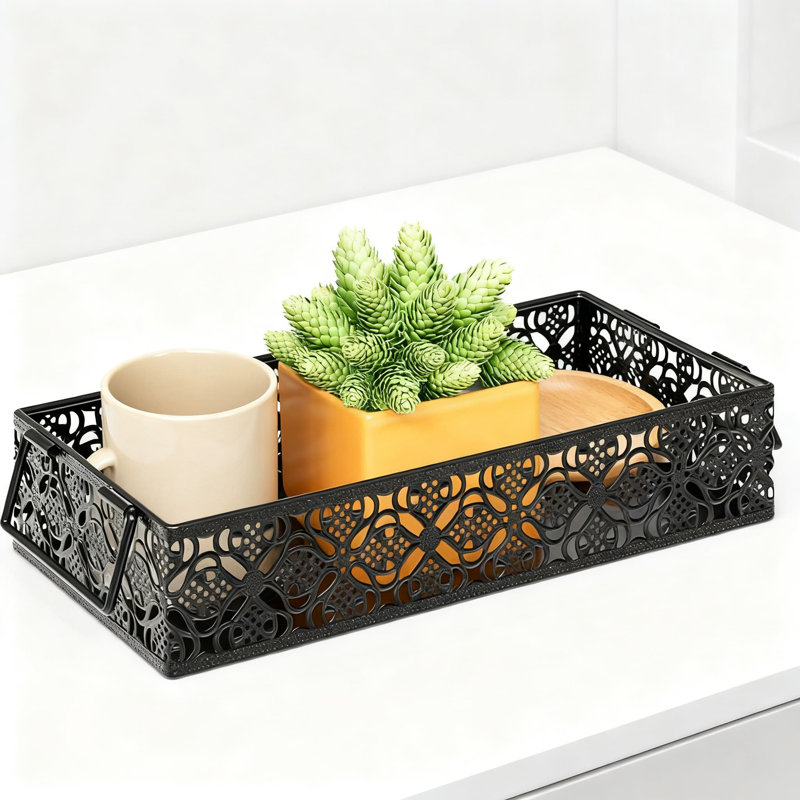 Toilet Tank Organizer Basket With Magnetic Paper Towel Holder, Large Capacity Metal Storage Box For Bathroom Decor And Essentials