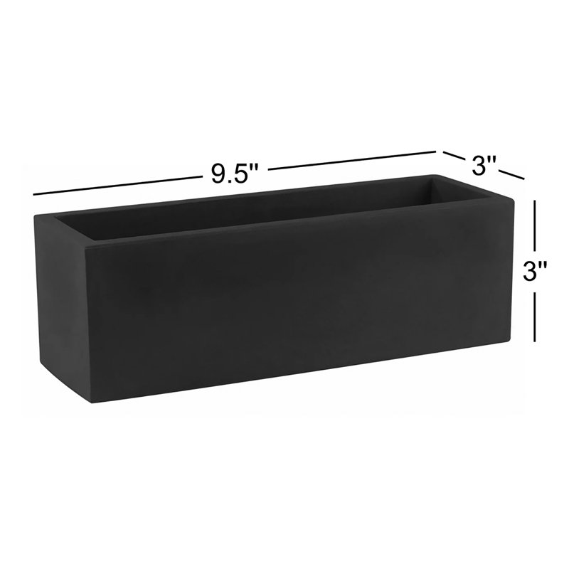Boîte à fleurs en résine Jardinera, H 3 po x l 9,5 po x P 3 po, Noir