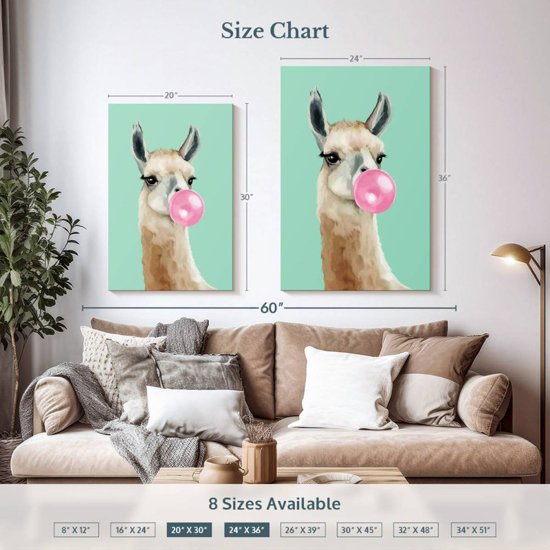 Ketti Bubble Gum Llama II, 36" H x 24" W