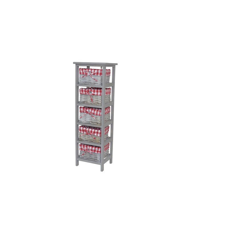 Prevost Solid Wood 30cm W 5 - Drawer Chest of Drawers, Grey