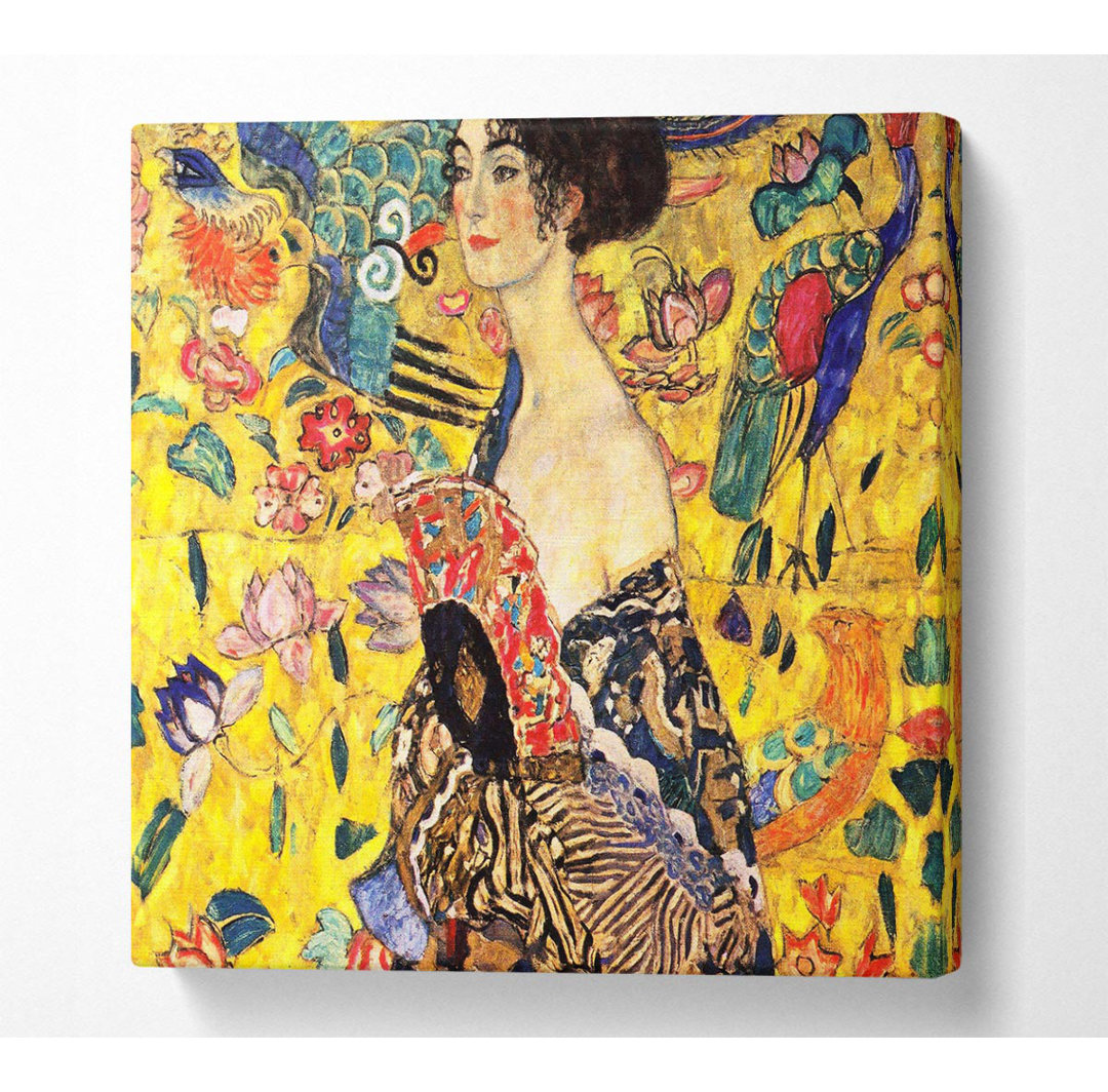 Klimt Dame mit Fächer - Kunstdrucke auf Leinwand