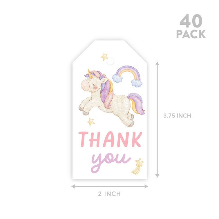 Koyal Wholesale Kids Party Favor Classic Thank You for Celebrating with US Gift Tags with String, Daisy Tags, White