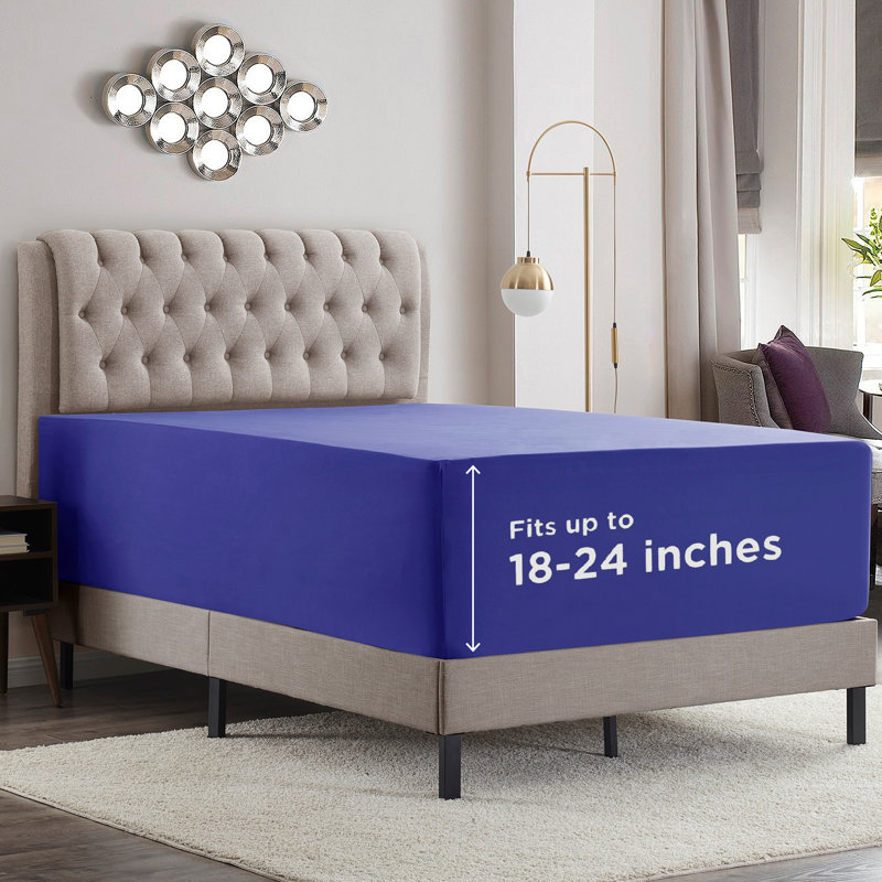 Empyrean Bedding Extra Deep Pocket Solid Fitted Sheet, California King Fitted Sheet, Royal Blue