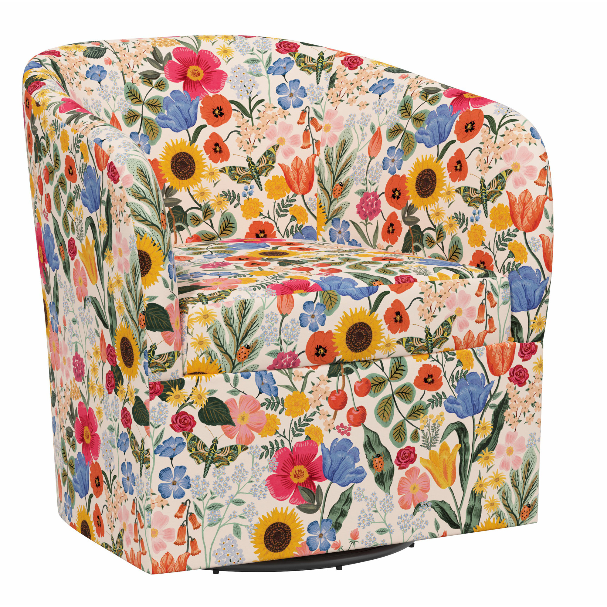 Pembroke Swivel Chair, Rpc Blossom Blush Linen