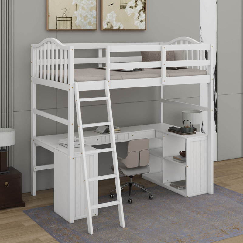 Lit mezzanine simple avec tiroirs et bureau