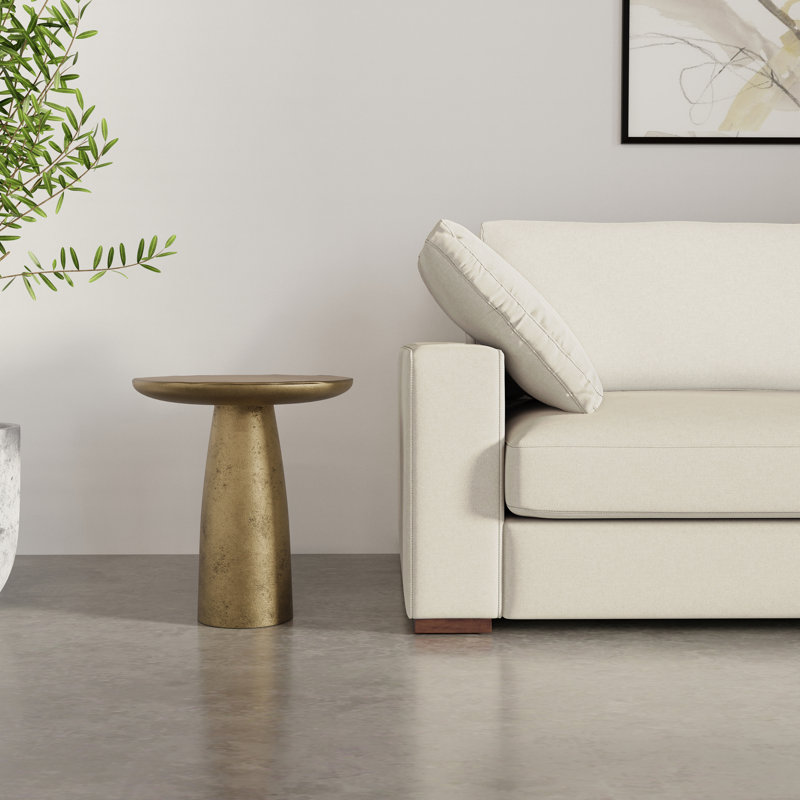 Table de bout contemporaine en aluminium coulé avec plateau rond l 18 po Dominique