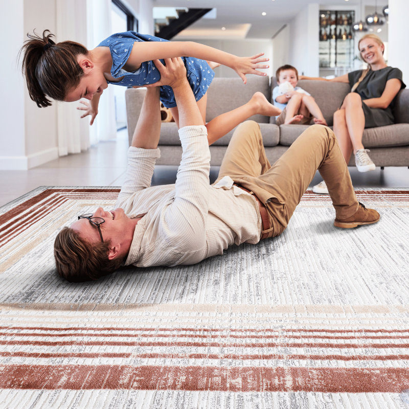 Stylish 2x8 Area Rug For Entryway - Non-shedding, Stain , Brown// Long-lasting Durability Study Minor Blotting Possible