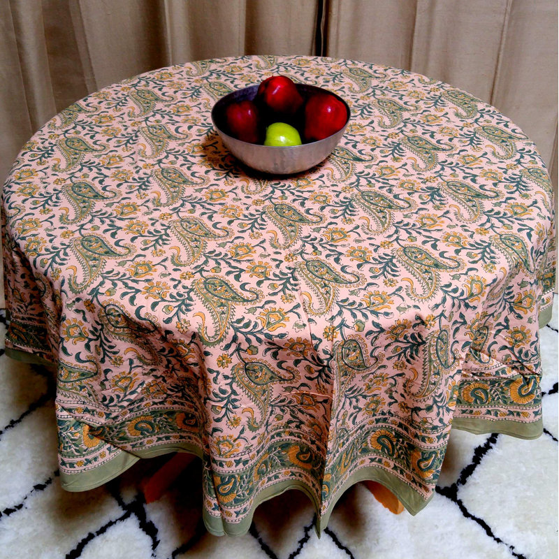 Brooklan Paisley 100% Cotton Round Tablecloth
