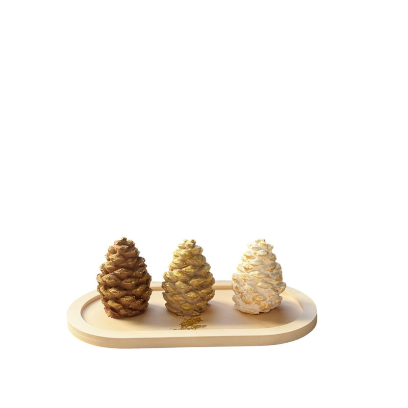 Elegant Decorative Object Set (4 Pieces), 100% Concrete, 2.0 x 2.0 x 3.1 inches (3 Pieces) & Plate 7.1 x 3.5 x 0.8 inches | Perfect for Home Decor & Stylish Centerpieces, Durable and Modern Design