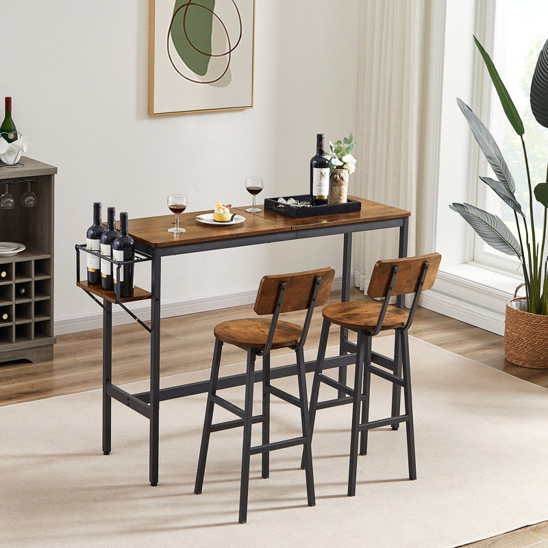 Bar Table Set With Wine Bottle Storage Rack