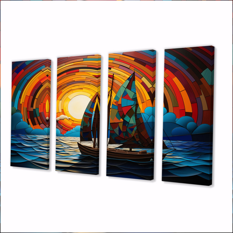 «Colorful Sunrise», ensemble d'art mural sur toile, H 32 po x l 64 po