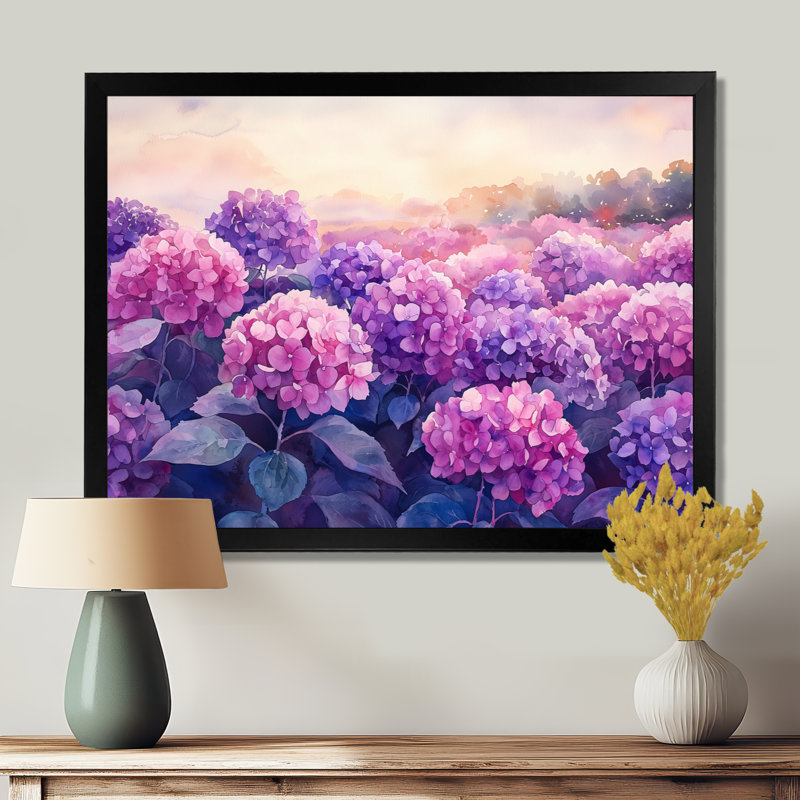 Dorethia - Floral Wall Art, Single Picture Framed Print, Black, 12" H x 20" W