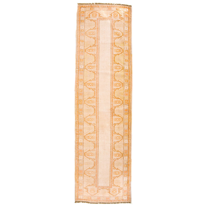 Tapis beige unique des années 1970 de 2 pi 10 po x 10 pi 4 po