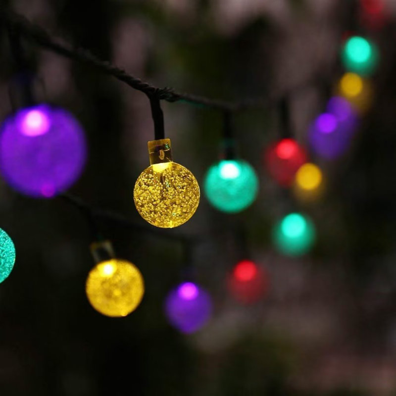 Guirlande de 30 lumières de Noël en forme de guirlande solaire, Bleu / Vert / Jaune