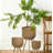 Set of 3 Brown Poly Rattan Baskets with Rope Texture and Tapered Wooden Legs, L:12x12x23.5" M:10x10x17.5" S:8x8x13.5"