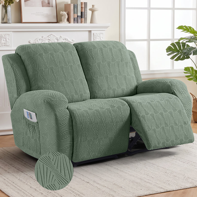 Housse pour canapé en jacquard doux à 1, 2 ou 3 sièges avec housse de canapé extensible, protecteur de meuble lavable à la machine avec poches latérales