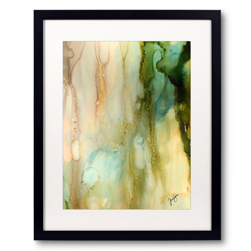 «Rainy Window» par Trish Sierer - Peinture, Papier avec cadre noir, H 21,2 po x l 17,2 po