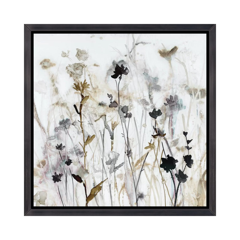 «Wildflower Mist I» par Carol Robinson, reproduction d'art, H 26 po x l 26 po x P 1,5 po, Toile avec cadre noir patiné