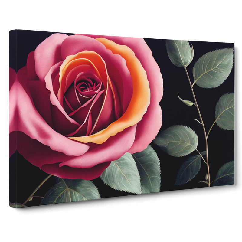 Beaming Rose Flower - Wrapped Canvas, 35cm H x 50cm W x 3cm D