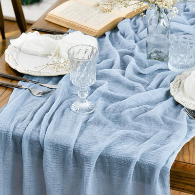 6-piece sky blue gauze wedding table flag