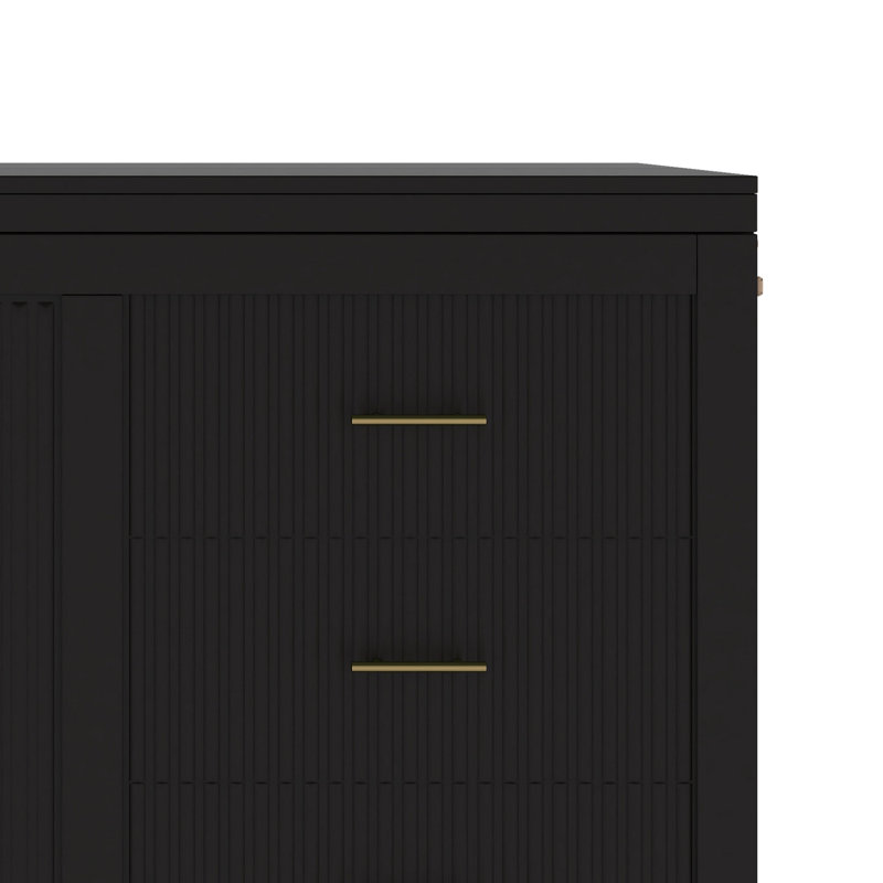 Lit escamotable avec portes d'armoire en bois, faux tiroirs décoratifs et pieds de support stables