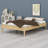 Contemporary Wood Platform Bed Frame with Wooden Slats and Metal Support-1878962641