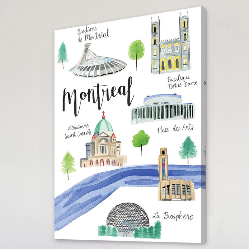 Montreal Sights 1 Piece Painting on Canvas, 45 cm H x 30 cm W x 3.81 cm D