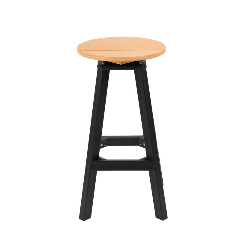 Arine - Tabouret de bar pivotant - Siège rond - Noir / brun