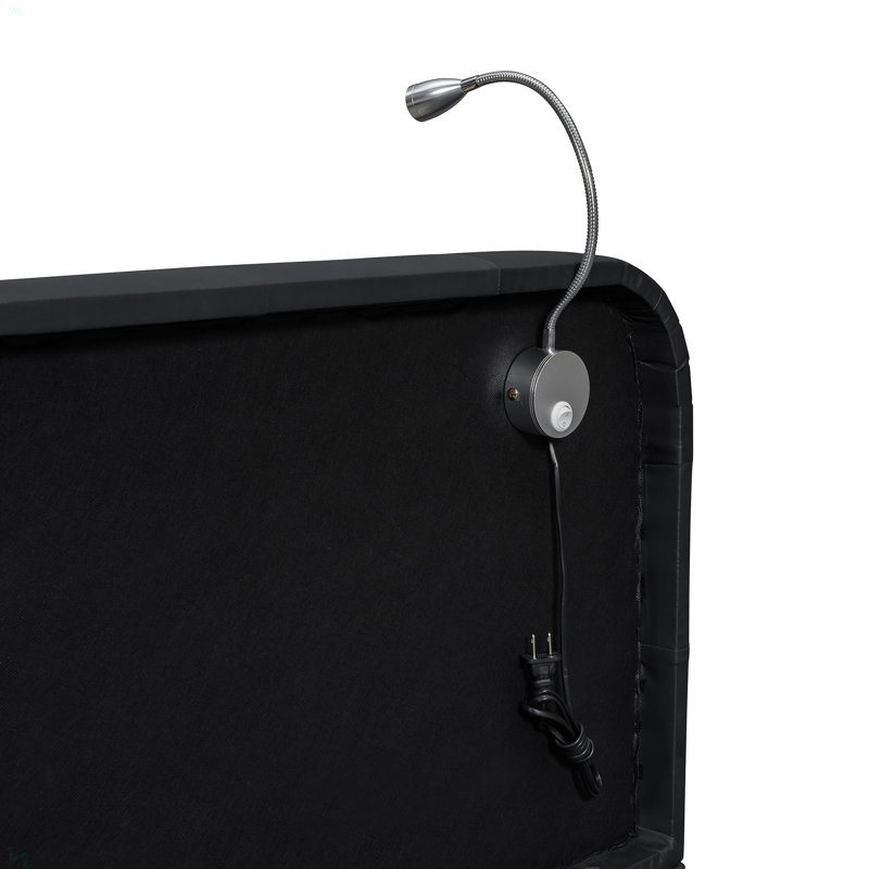 Lit plateforme tapissier avec 2 lampes de lecture