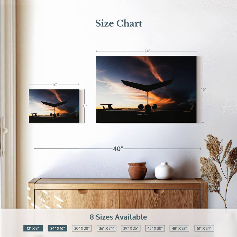 Mehar Private Jet Silhouette, 16" H x 24" W