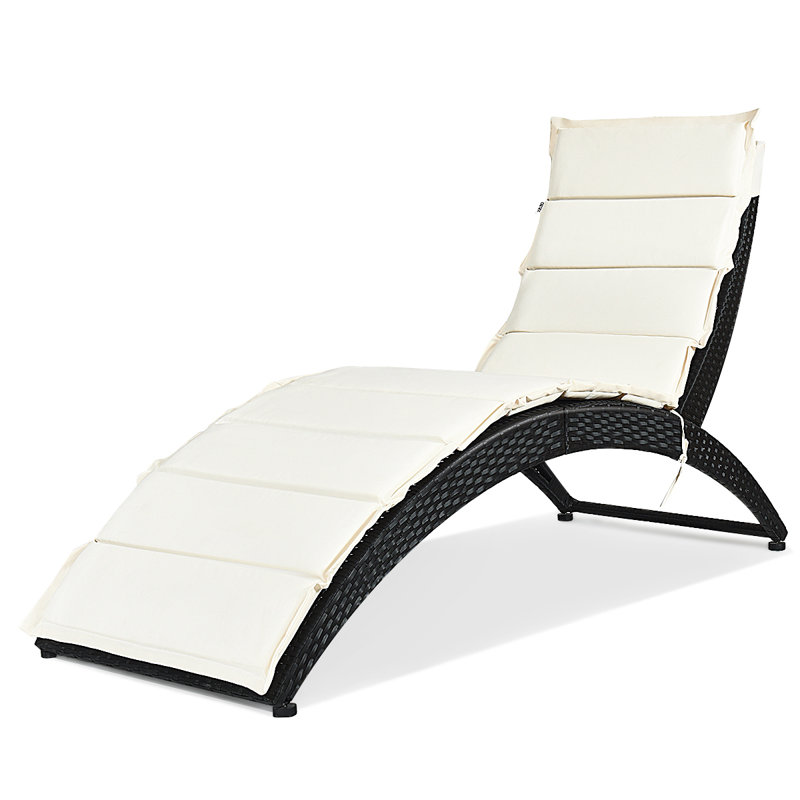 Outdoor Chaise Lounge , Cushion Included, White