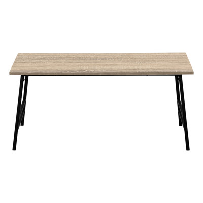 Table rectangulaire de 40 po en taupe stratifié, décoration de salon moderne, base en métal noir, décor de cocktail de café rectangulaire, stratifié, cadre, design