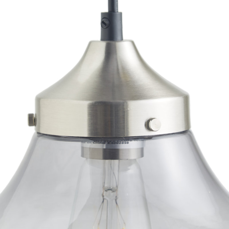 Clear Glass Bell-Shaped Pendant Light with Black Cord