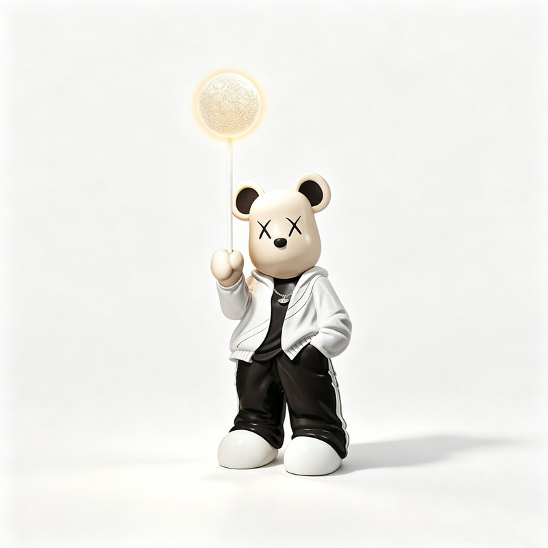 Light Luxury Resin Bear Moon Lamp Bluetooth Home Ornament
