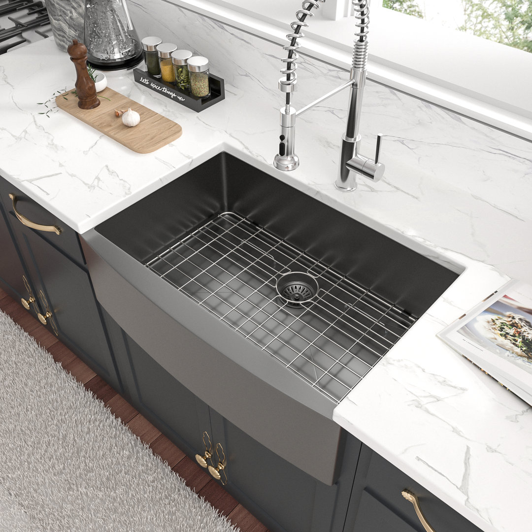 33" L x 21" W Single Bowl Stainless Steel Farmhouse/Apron Kitchen Sink Sarlai 