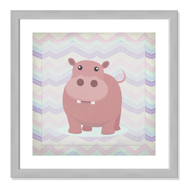 Adhésif décoratif rose Hippo Time, Encadré plat argent, H 16 po x l 16 po x P 0,6 po