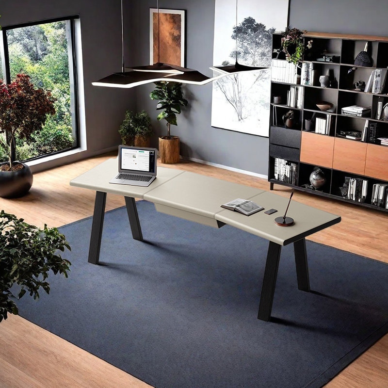 Bureau à forme libre Maksimas, Blanc gris, H 29,53 po x l 70,87 po x P 27,56 po