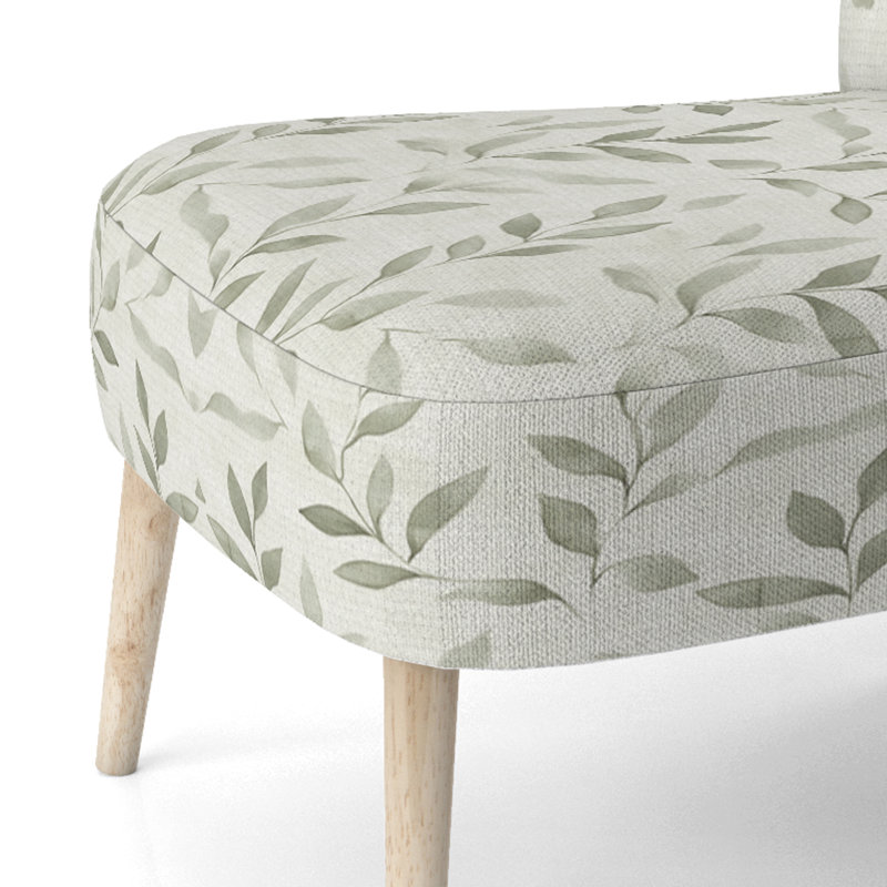 Chaise d'appoint Floral - Chaise d'appoint en lin sauge beige, Chaise d'appoint sans accoudoirs