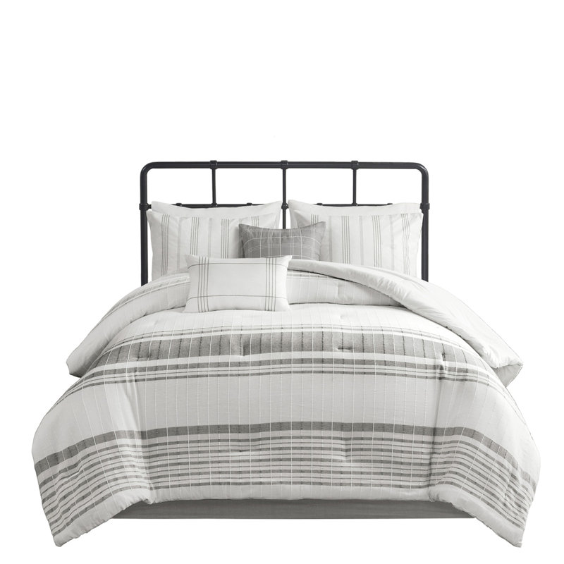 6 pièces de couvre-lit en coton très grand - blanc / gris, édredon 100% chic pour chalet