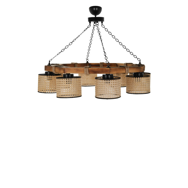 Lustre unique à 8 lumières Josee, Brun clair