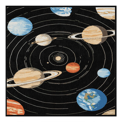Machine Washable Space Black Area Rug