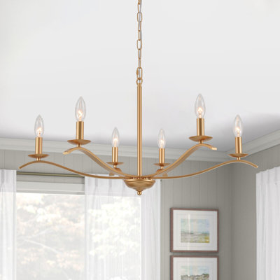 6-Light 29" Modern Farmhouse Candle Style Chandelier for Bedroom Living Room Kitchen Island Foyer