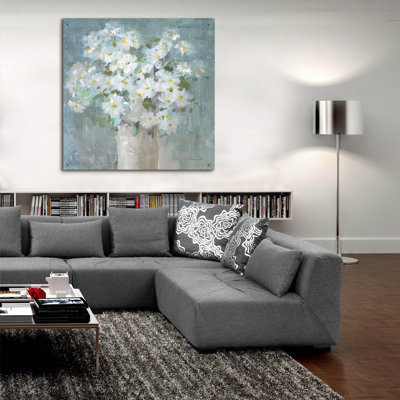Art mural en verre 12 po x 12 po «Daisies All Day Light» par Danhui Nai