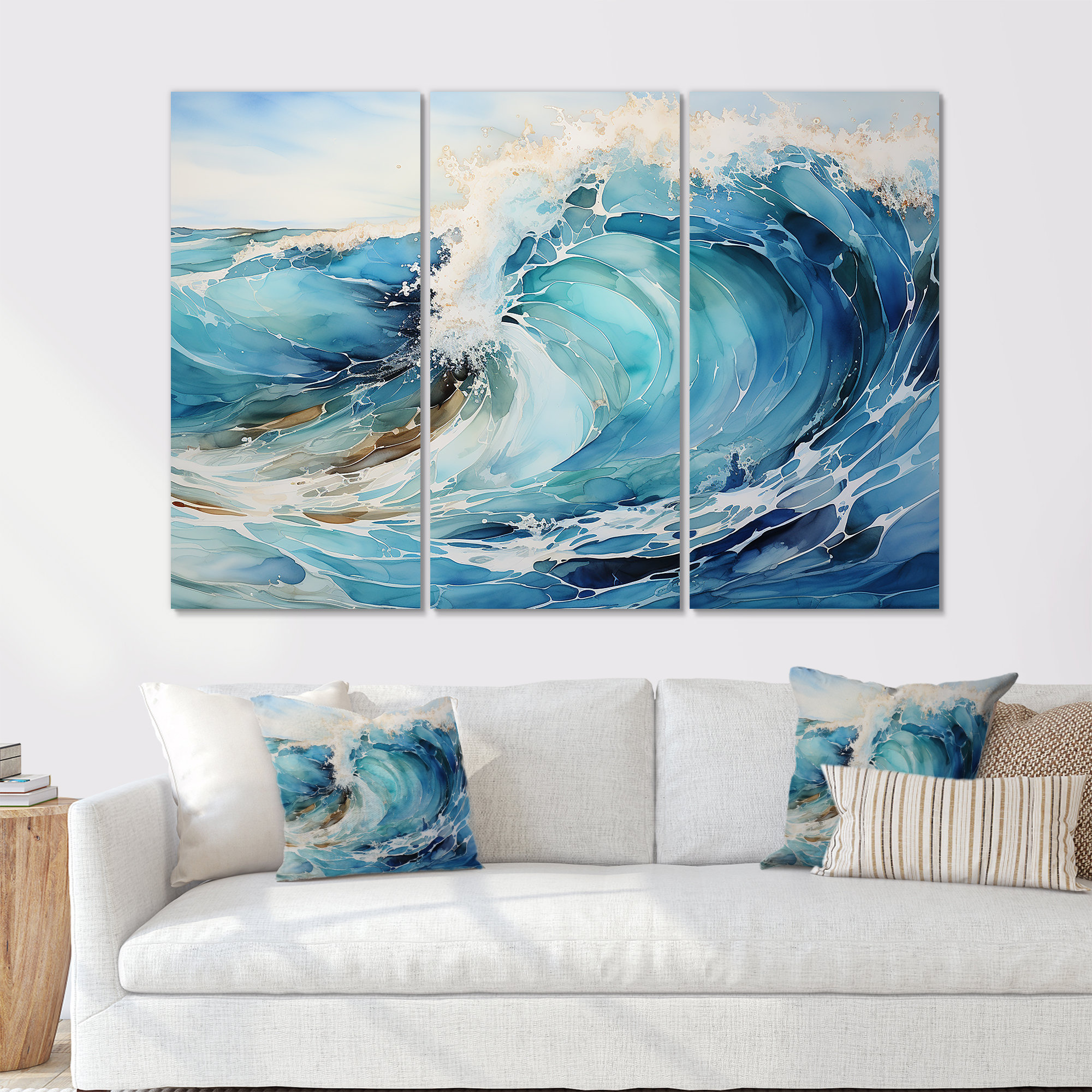 Ocean Printed Dovecove Blue Wave Ocean Storm I - Ocean Wall Art Print Set | Wayfair